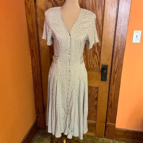 Vintage ToGetHer Polka Dot Dress | Button Front Midi Flutter Sleeve - Picture 5 of 12